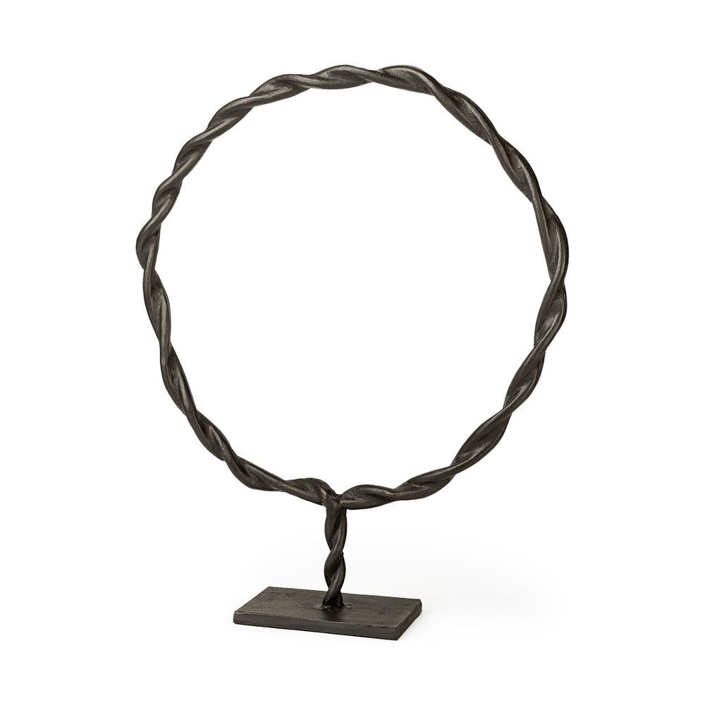 Mercana Rizwan Sculptural Wreath - Matte Black Aluminum Braided Decor for Modern Minimalist Interiors Black Aluminum | 4H 69080