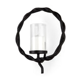 Mercana Rizwan 12.0L x 14.0W x 4.5H Black Aluminum Braided Circular Candle Holder 69081