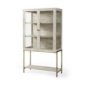 Mercana Arelius Elegant Display Cabinet with Glass Panels and Sturdy Base for Stylish Home Decor Storage 69301