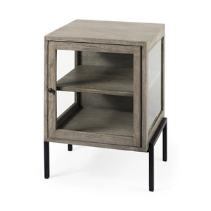 Mercana  Arelius 20L x 18W x 26H Gray Wood W/ Black Metal Frame End/Side Table 69303