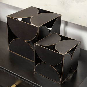 Mercana Darren Small Decorative Cube - Industrial Accent for Modern Spaces, Perfect for Stylish Displays Black Metal | 8H 68803