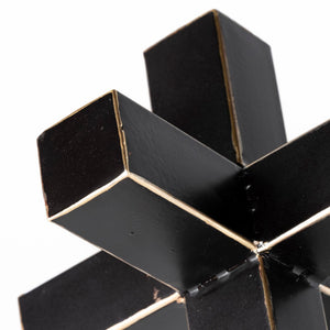 Mercana Abel Geometric Accent Piece with Matte Black Finish and Gold Accents for Modern Decor Styling Black Metal | 6H 68808