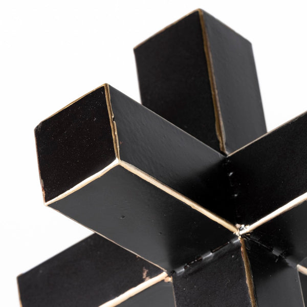 Mercana Abel Geometric Accent Piece with Matte Black Finish and Gold Accents for Modern Decor Styling Black Metal | 6H 68808