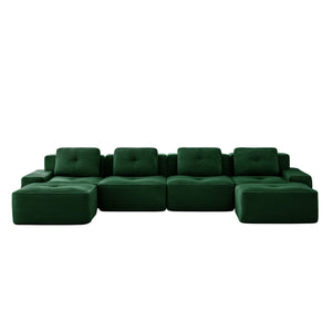 English Elm 153" Modern U-Shaped Modular Sectional Sofa - Luxurious Corduroy Couch With Deep Seats & Ottomans W714S01491