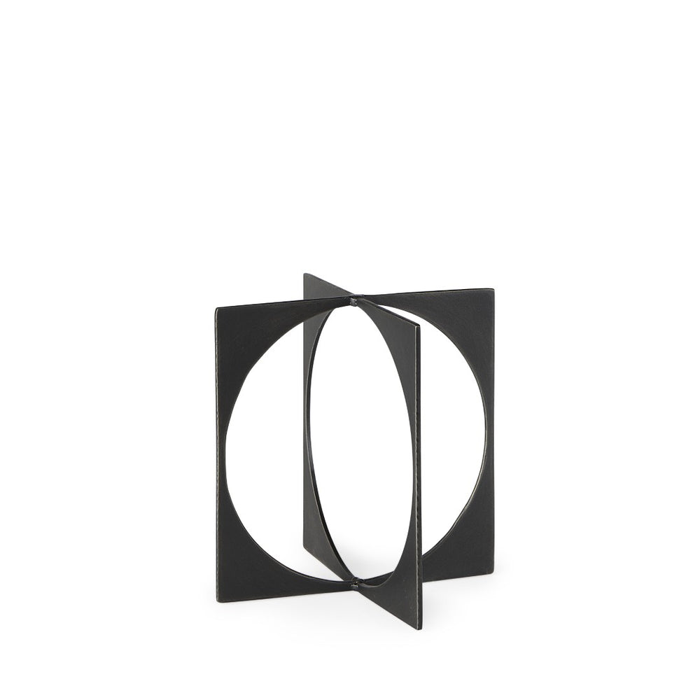 Mercana Lima Modern Geometric Decorative Object in Dark Gunmetal Finish for Sophisticated Home Accents Gray Metal | 6H 69249