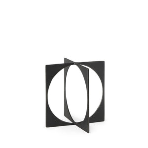 Mercana Lima Modern Geometric Decorative Object in Dark Gunmetal Finish for Sophisticated Home Accents Gray Metal | 6H 69249