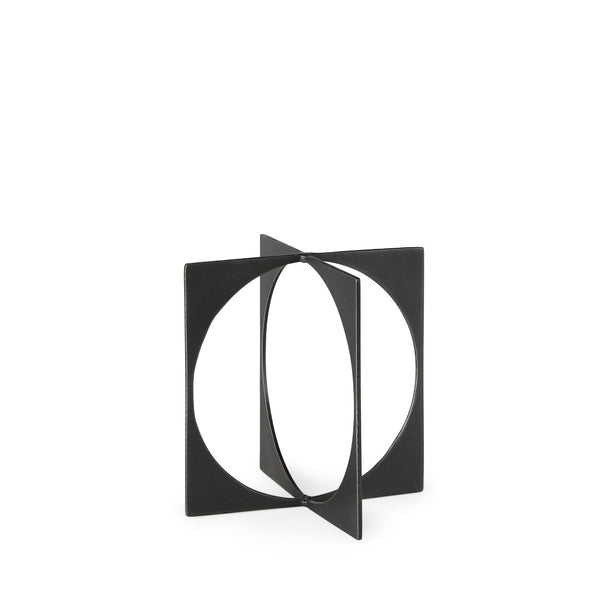 Mercana Lima Modern Geometric Decorative Object in Dark Gunmetal Finish for Sophisticated Home Accents Gray Metal | 6H 69249