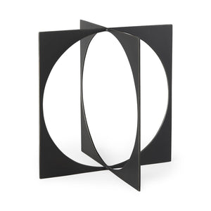 Mercana Lima Modern Geometric Decorative Object in Dark Gunmetal Finish for Sophisticated Home Accents Gray Metal | 9H 69250