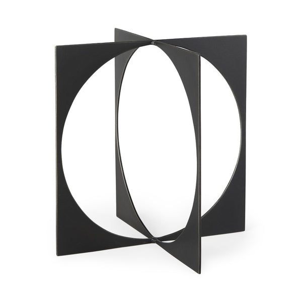 Mercana Lima Modern Geometric Decorative Object in Dark Gunmetal Finish for Sophisticated Home Accents Gray Metal | 9H 69250