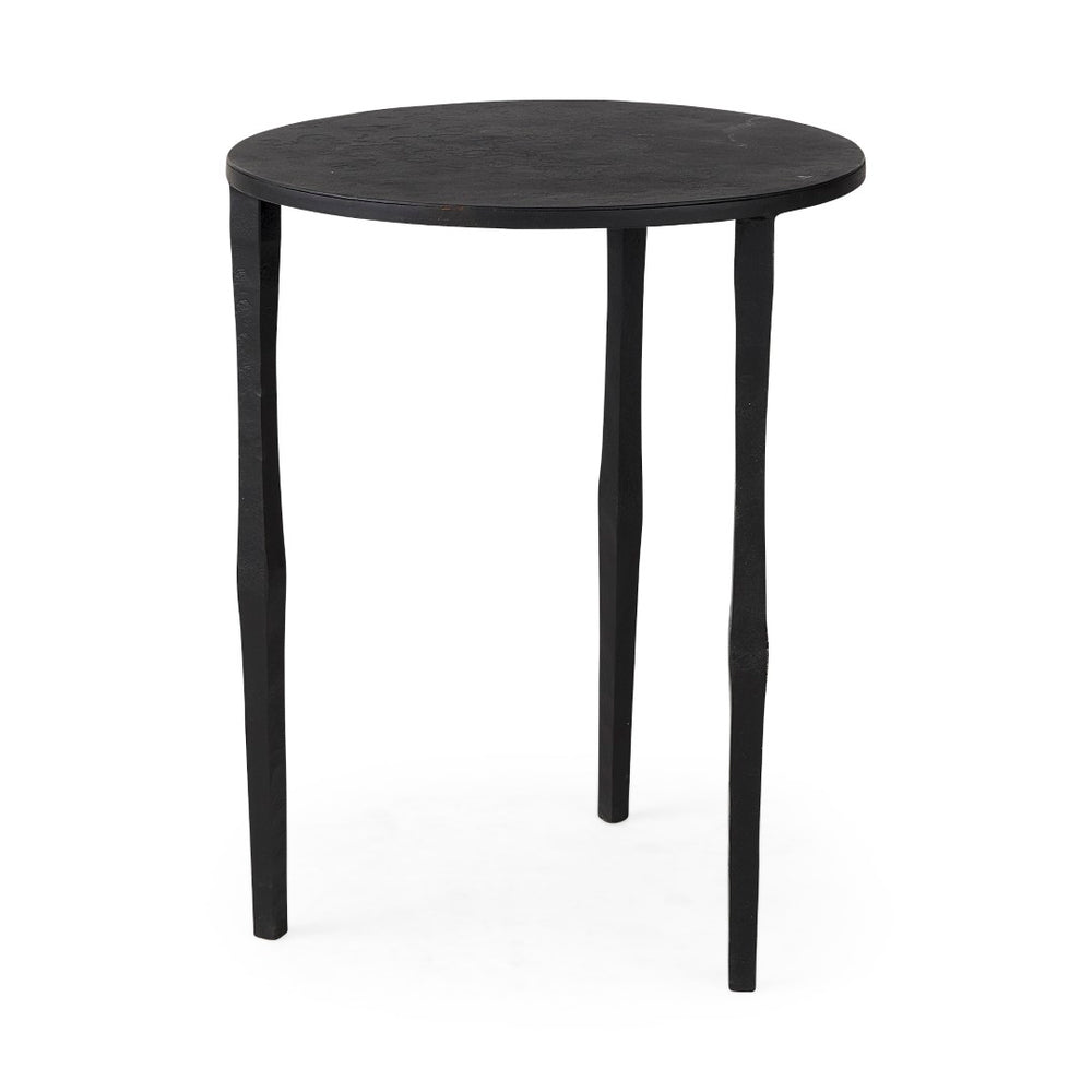 Mercana Timothy Industrial Accent Table - Sturdy Round Side Table with Textured Surface for Modern Spaces 69258