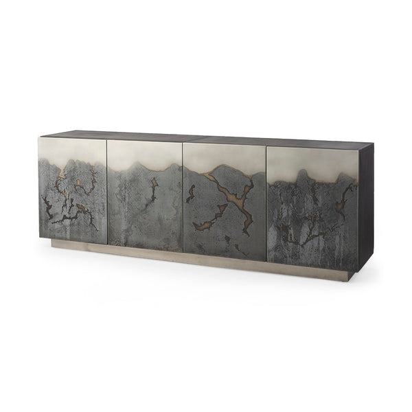 Mercana Roxdale Industrial Iron Sideboard with Unique Handcrafted Finish for Modern Living Spaces, 82” Long 69260