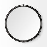 Mercana Kimbel 24L x 24W Black Metal Mirrored Base Round Tray 57237