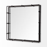 Mercana Christa 22L x 22W Black Metal Mirrored Base Square Tray 57238