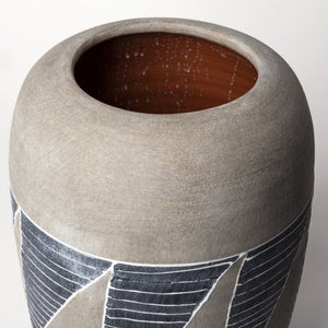 Mercana Cove Sculptural Ceramic Vase - Modern Rustic Design with Hand-Painted Stripes for Stylish Decor 68906
