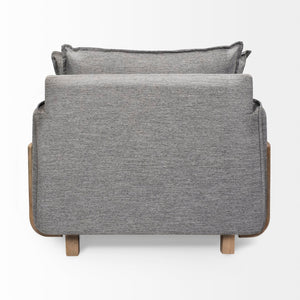 Mercana Roy Luxurious Upholstered Armchair with Solid Wood Frame for Elegant Living Room Comfort & Style Castlerock Gray Fabric | Brown Wood 68715