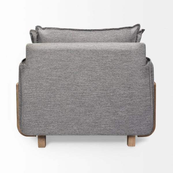 Mercana Roy Luxurious Upholstered Armchair with Solid Wood Frame for Elegant Living Room Comfort & Style Castlerock Gray Fabric | Brown Wood 68715