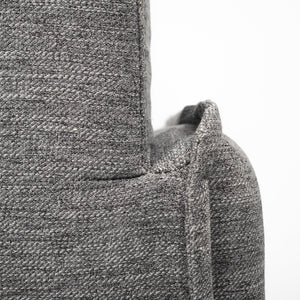 Mercana Roy Luxurious Upholstered Armchair with Solid Wood Frame for Elegant Living Room Comfort & Style Castlerock Gray Fabric | Brown Wood 68715