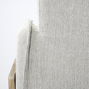 Mercana Roy Luxurious Upholstered Armchair with Solid Wood Frame for Elegant Living Room Comfort & Style Frost Gray Fabric | Brown Wood 68716