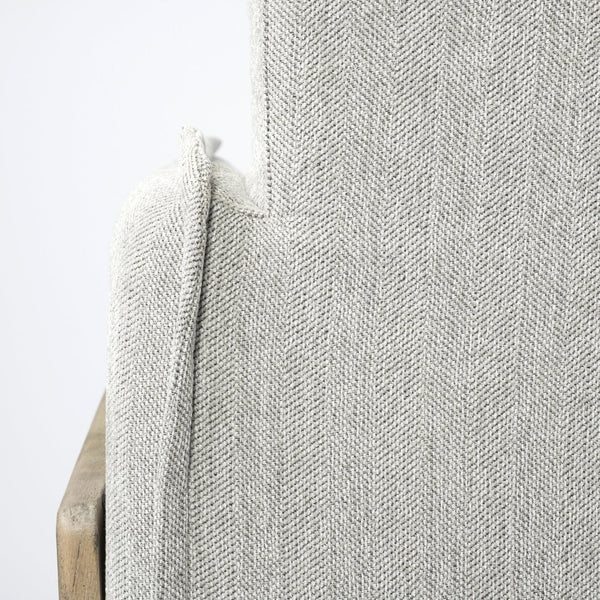 Mercana Roy Luxurious Upholstered Armchair with Solid Wood Frame for Elegant Living Room Comfort & Style Frost Gray Fabric | Brown Wood 68716