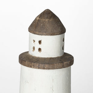 Mercana Abner Coastal Lighthouse - Elegant Wooden Accent for Shelves, Mantels, and Tabletop Decor White Wood | 10H 68794