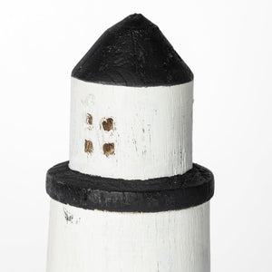 Mercana Abner Coastal Lighthouse - Elegant Wooden Accent for Shelves, Mantels, and Tabletop Decor White Wood | 13H 68795