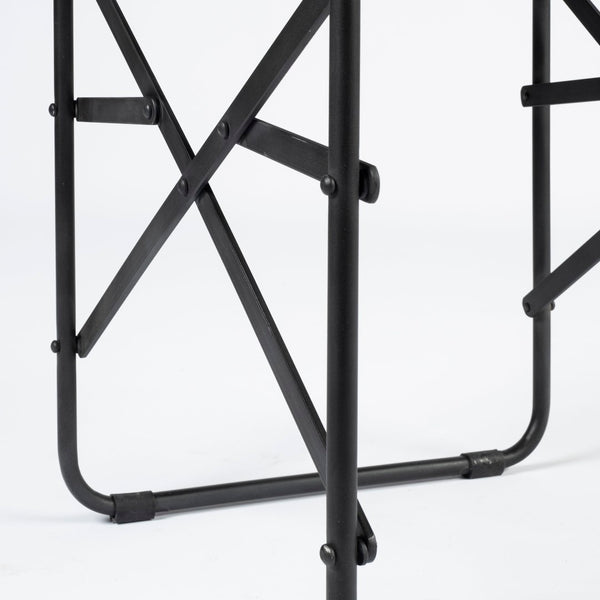 Mercana Direttore Industrial Folding Dining Chair with Suede Seat - Rustic Charm for Modern Spaces Brown Seude (Gray Tones) | Black Metal 68796