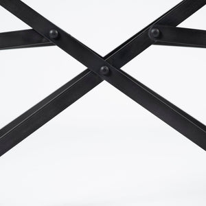 Mercana Direttore Industrial Folding Dining Chair with Suede Seat - Rustic Charm for Modern Spaces Black Leather | Black Metal 68797