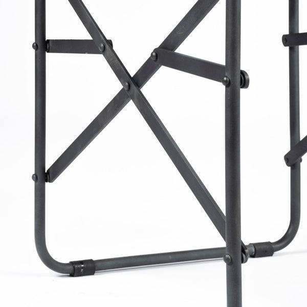 Mercana Direttore Industrial Folding Dining Chair with Suede Seat - Rustic Charm for Modern Spaces Black Leather | Black Metal 68797