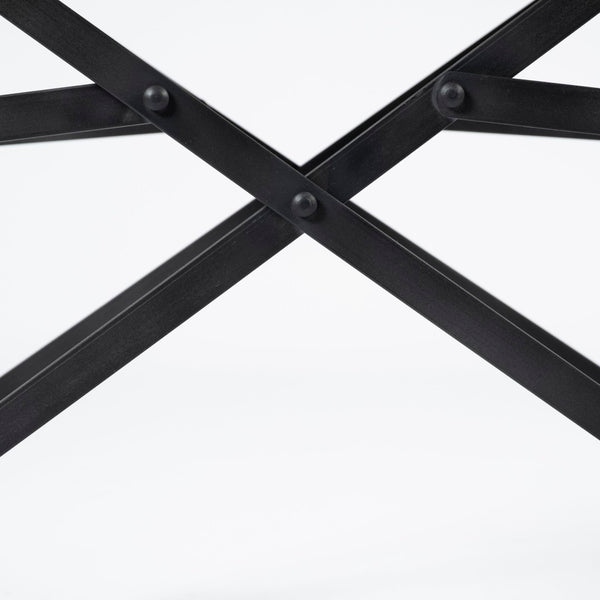 Mercana Direttore Industrial Folding Dining Chair with Suede Seat - Rustic Charm for Modern Spaces Tan Suede | Black Metal 68798