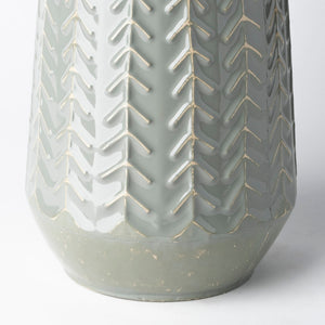 Mercana Gemma Glossy Chevron Vase - Modern Glam Accent for Displaying Fresh Stems and Decorative Decor Elements Green Metal | 11H 68818
