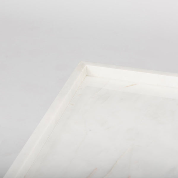 Mercana Nathan Elegant Square Coffee Table with Luxe Marble Top and Minimalist Iron Base for Modern Spaces 68842-AB