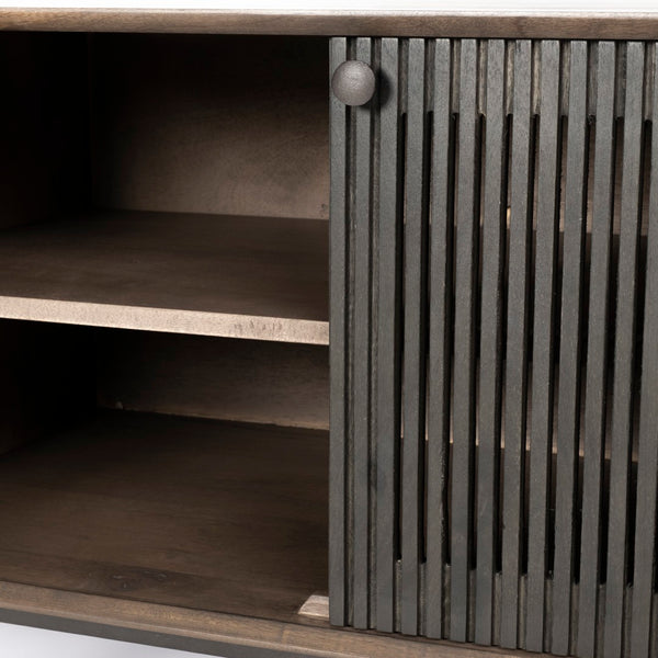 Mercana Grace I Two-Toned Solid Wood Media Console for TVs Up to 82" – Stylish Storage & Timeless Design 68845