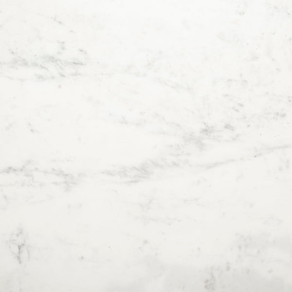 Mercana Tanner Round Marble Dining Table – Luxe White Stone Top with Industrial Gunmetal Iron Base for 4 68849-AB