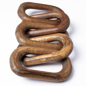 Mercana Alix Hand-Crafted Solid Mango Wood Chain Link Sculpture for Modern Organic Home Décor 29” Long Brown Wood 68893