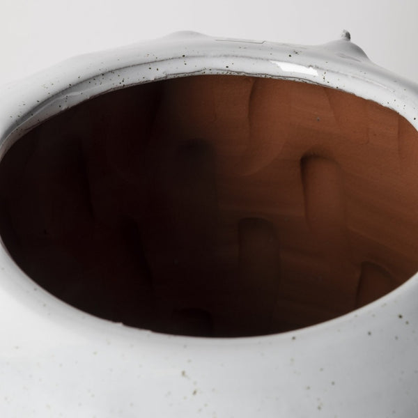 Mercana Julian Small Glossy Ceramic Spoked Vase – Contemporary Sculptural Design for Stylish Home Decor White Ceramic | 11H 68907