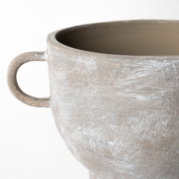 Mercana Sherry Rustic Tall Neck Ceramic Vase - Sculptural Decor for Modern, Boho, and Coastal Interiors Brown Ceramic | 7H 68911