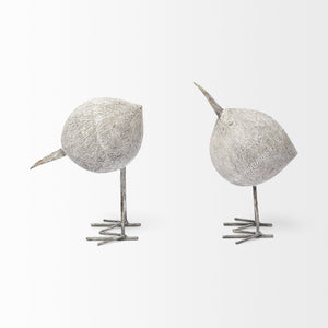 Mercana Snipe Rustic Bird Ornament with Metal Feet - Charming Lakeside Accent for Home Decor & Shelves Off-White Resin | 7H 68080