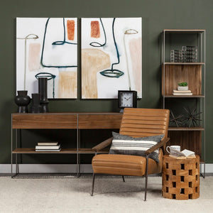 Mercana Morris 4-Shelf Vertical Shelving Unit with Solid Wood and Sleek Metal Frame for Stylish Storage Solutions Brown Wood | Silver Metal 69103