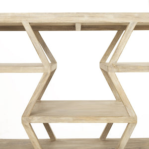 Mercana Dayton Console Table - Multi-Level Geometric Design, Solid Wood Construction for Stylish Storage & Display 68501