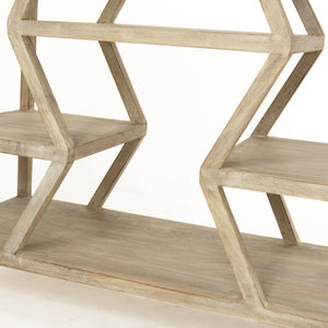 Mercana Dayton Console Table - Multi-Level Geometric Design, Solid Wood Construction for Stylish Storage & Display 68501