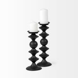 Mercana Candelero I Small Black Metal Grooved Table Candle Holder  68558