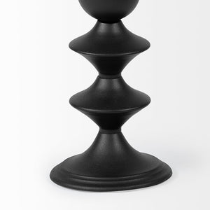 Mercana Candelero Small Grooved Table Candle Holder - Modern Matte Accent for Stylish Home Décor Spaces Black Metal | 13H 68558