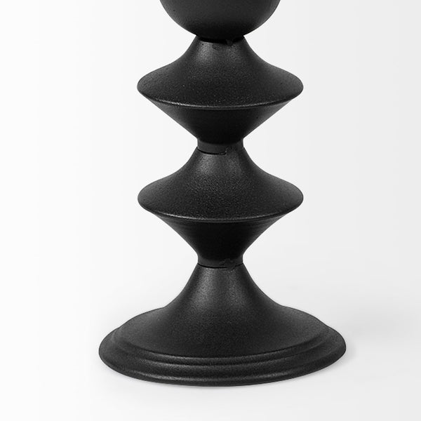 Mercana Candelero Small Grooved Table Candle Holder - Modern Matte Accent for Stylish Home Décor Spaces Black Metal | 16H 68559