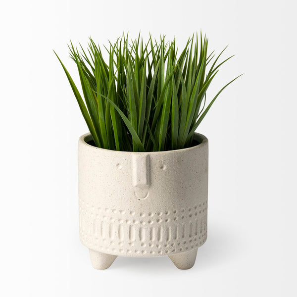 Mercana Jacob Playful Smiling Face Vase - Modern Ceramic Accent for Coastal, Bohemian, and Minimalist Decor White Ceramic | 7H 68571