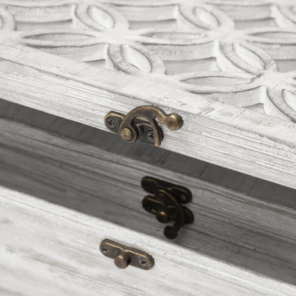 Mercana Floribundus Handcrafted Decorative Boxes with Mirror Inlay for Elegant Storage and Display Solutions 57544