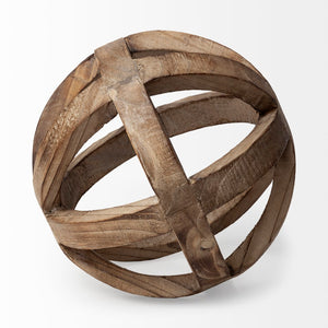 Mercana Tibik Handcrafted Wooden Orb - Elegant Sculptural Accent for Home Decor and Tabletop Styling 57767