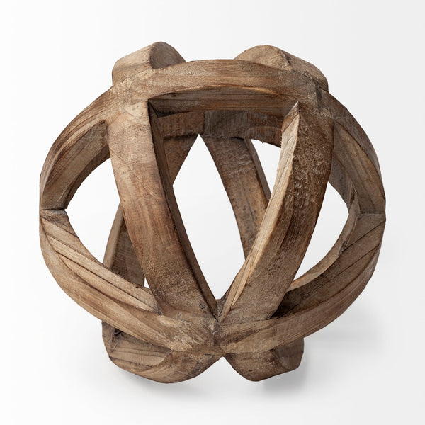 Mercana Tibik Handcrafted Wooden Orb - Elegant Sculptural Accent for Home Decor and Tabletop Styling 57767