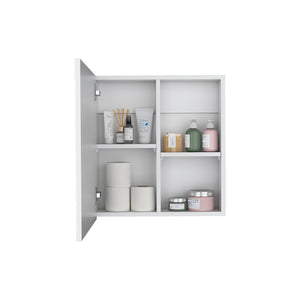 English Elm Medicine Cabinet Clayton White with Mirrored Door, Space-Saving Engineered Wood, Four Shelves, 27"x24" B092P238725