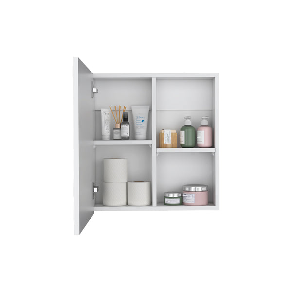 English Elm Medicine Cabinet Clayton White with Mirrored Door, Space-Saving Engineered Wood, Four Shelves, 27"x24" B092P238725