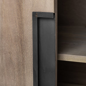 Mercana Braxton Three-Shelf Industrial Farmhouse Shelving Unit for Stylish Storage and Display Solutions Light Brown Wood | Black Metal | 82L 68202-AB